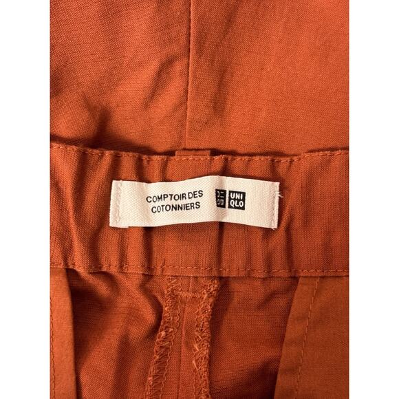 Uniqlo x Comptoir Des Cotonniers Pants Large Womens Orange Linen Lantern Trouser - Picture 6 of 7